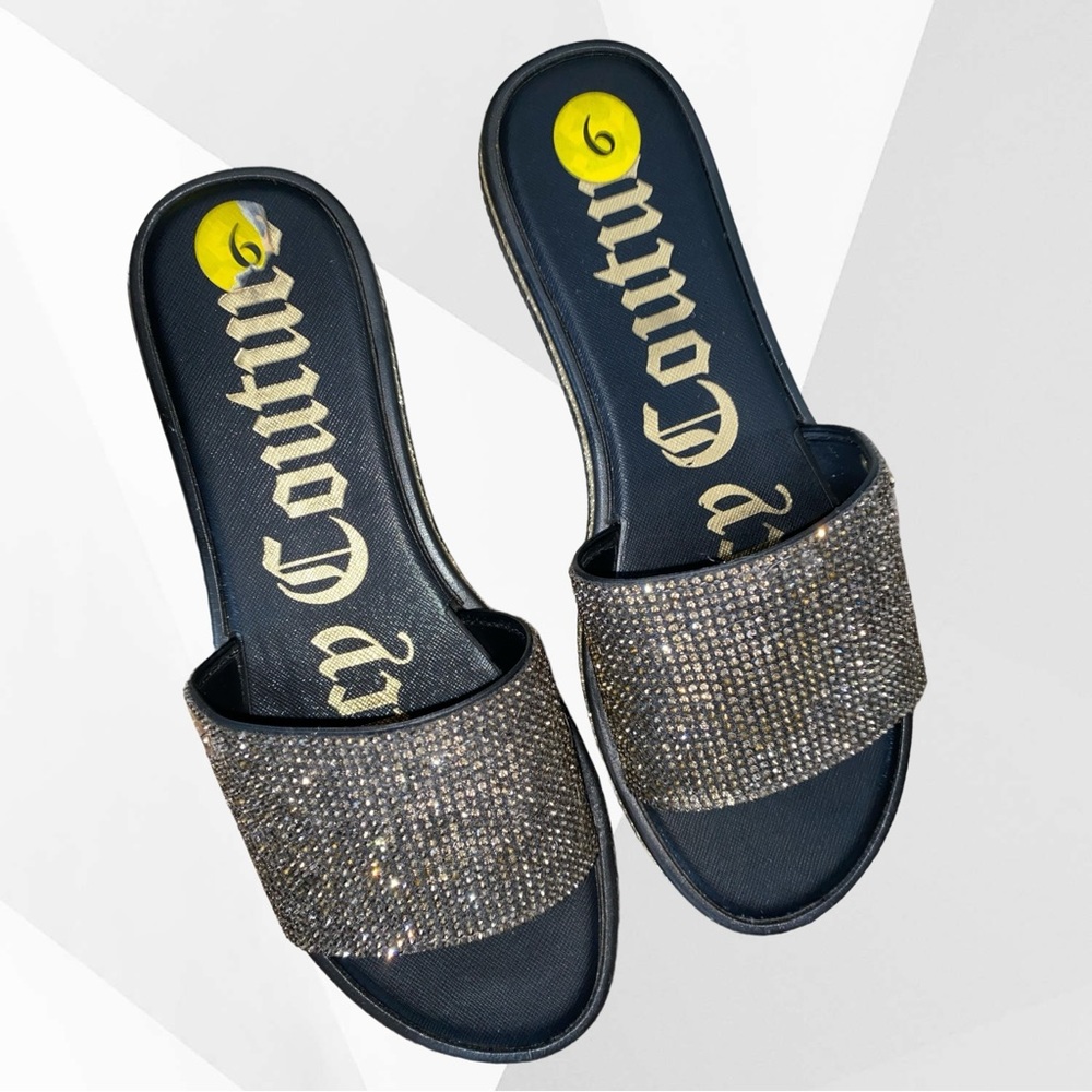 JUICY COUTURE YUMMY LEOPARD SPARKLE SLIDE SANDALS - SIZE/9- NWT(no box)